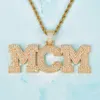 Custom Name Bubble Letters Pendant Cubic Zircon Necklaces With Rope ChainFor Men Women Gold Color Plated Hip Hop Rock Jewelry