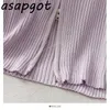 ASAPGOT女性デュアルジッパーリブセーターシャツトリミングニットカーディガン210610