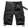 Sommar Mäns Baggy Multi Pocket Militär Cargo Shorts Man Bomull Khaki Mens Taktiska Shorts Kort Byxor 29-44 Inget bälte 210720