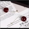 Stud Delivery 2021 Fashion Red Cherry Gold Drop Earring Sweet Fruit Long Crystal Earrings For Women Lady Gift Jewelry Tassel Dangle Accessori