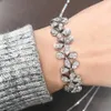 100% 925 Sterling Silver Bracelet Very Shiny High Carbon Diamond Exquisite Jewelry Flower Design Wedding Anniversary Gift