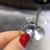 Luxury 2 Ct Brilliant CZ Diamond Rings Bridal Wedding Ring 100% 925 Silver Filled Fine Jewelry Wife Gift R017220H