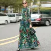 Fashion Designer dress Spring Autumn Women Dress Long sleeve Rainforest Floral-Print Maxi Dresses 210524