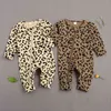 0-18m lente herfst baby geboren baby jongens meisjes luipaard rompertjes lange mouw rits jumpsuit playsuit kleding 210515