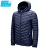 DARPHINKASA hommes hiver Parka manteau veste imperméable à capuche chapeau détachable couleur unie Ultra léger femmes 211214