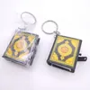 Fashion Mini Ark Quran Book Real Paper Can Read Arabic The Koran Keychain Muslim Jewelry Decoration Gift Key Pendant 4.0*3.5*1.5cm