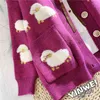 Dessin animé mouton tricoté Cardigan femmes printemps automne hiver à manches longues femme pull manteau tricots 210421