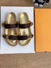 BOM DIA FLAT MULE 1A3R5M Cool Effortlessly Stylish Slides 2 Straps with Adjusted Gold Buckles Women Summer Slippers