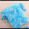 Pochettes, Emballage Affichage Drop Delivery 2021 Lubingshine 15X20Cm 200Pcs Bijoux Cadeau Organza Sacs Mariage Bonbons Pochettes En Gros Butterfl