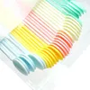 Forks 30Pcs Candy Color Plastic Spoon Long Handle Coffee Tea Ice Cream Milk Sauce Glue Stirring Tableware Home DIY Household Accessory