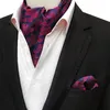 Linbaiway ternos masculinos conjunto de gravata ascot para homem gravatas lenço floral paisley bolso quadrado casamento logotipo personalizado neck258v
