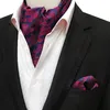 Linbaiway ternos masculinos conjunto de gravata ascot para homem gravatas lenço floral paisley bolso quadrado casamento logotipo personalizado neck213u