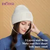 Boinas desfrutam de mulheres gorro de inverno chapéu de lã macia malha feminina moda feminina leve casual skull skul Caps