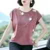 Zomer Casual Dames Shirt Tops Katoen Losse Batwing Mouw 7 Kleur Afdrukken Bloemen Vrouwelijke Shirt Prue Size M-4XL 10135 210527