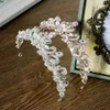 Sweet Pinc Crystal Bridal Headpiece Chain Wedding Hingestone Flowers Flowers Tiara Crown Band Bread Bridesmaid Hair Bijoux H08276964420