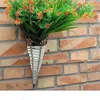 Vase Agn Natural Wicker Simulation Vase Rattan壁ぶら下がった錬鉄製の花バスケット装飾花の三角形