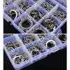 Sacos de armazenamento 150/250pcs 304 Aço inoxidável Kit de variedade de anel de retenção de anel de aço inoxidável 4-25mm 15 tamanhos DNJ998