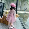 Girls Outfits Pink Long Sleeve Coat+gauze Sundress Fashion 2PCS Baby Girl Sets Clothes 1-7Y E11045 210610