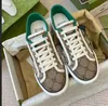 Designers Tennis sneaker canvas Lyx Sko Beige Blå tvättad jacquard denim Dam Skor Ace Gummisula Broderade Vintage Casual Sneakers