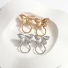 Orecchino pendente a goccia pendente a forma di farfalla color argento dorato per donna Regalo di gioielli con orecchini lunghi in metallo
