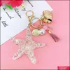 Porte-clés Bijoux Fantasy Cartoon Sea World Pearl Shell Starfish Porte-clés Pentagram Cristal Chaîne Dames Sac De Voiture Alliage Pendentif Y0306 Drop De