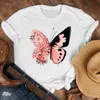 Kobiety Lady Cartoon Butterfly Kwiatowy Elegancki 2020 Spadek Jesień Koszula Ubrania Tshirt Tee Womens Top Kobieta Print T Graphic T-shirt X0628
