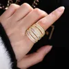 GODKI 2021 Trendy Women Luxury Wide Sparkly Cubic Zirconia Inlaid Creative Exaggerated Wedding Rings Fashion Jewelry