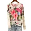 Fashion peony printed t shirt women 4XL 2020 spring tshirt slim long sleeve tops o-neck graphic tees basic tee shirt femme X0628