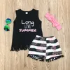 Conjunto de roupas de verão 2 peças para crianças e bebês meninas sem manga camiseta + shorts calças conjunto de roupas 2291 V2