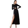 Vintage Zarif Yüksek Bel Kadın Elbise Pembe Siyah Seksi Saten Pileli İnce Puf Kol A-Line Vestido Parti Yemeği Moda Elbise 210422