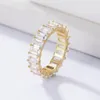 Wedding Rings Engagement For Women Luxury Elegant Paved Square Crystal Zircon Promise Love Marriage Jewelry7390008