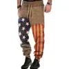 Men's Pants 2021 Men Fashion Long Stars Striped Flag Print Hip Hop Trousers With Pockets Medium Waist Casual Sweatpants Male Plus Size