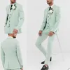 Groom Мужская свадьба смокинг 3 шт. Mint Green Мужские брюки Blazer подходит для выпускного вечеринка Пальто Формальная одежда одежды