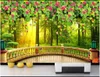 Kundenspezifische Foto-Hintergrundbilder für Wände 3d Wandbilder Moderne grüne Waldbaum Blume Landschaft TV Hintergrund Wandpapiere Home Decoration