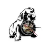 Bulldog Laser trawiony winylowy rekord zegar ściennego Prezent dla miłośników psów właściciele Pies Puppy Puppy Pet Store Decor Time Watch zegarek x0721435932
