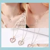 Wisiorki Rose Golden List Naszyjniki dla kobiet Crystal Love Heart Az Alphabet Wisiant Naszyjnik Moda Biżuteria Walentynki Dzień