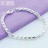 Doteffil 925 Sterling Silver Bracelets 4mm Snake Chain Screw Fits European Charms 20cm Diy Fashion Jewelry Women Gift