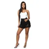 Femmes Denim Shorts Sexy Coupe Creux Bouton Minceur Casual Pantalon Droit Designer D'été De Mode Lavé Trou Jeans S-XXXXL