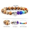 Perles Brins 7 Chakra Bracelet Charme Éléphant Pierre Naturelle Reiki Prière Bracelets Hommes Guérison Anxiété Bijoux Yoga Méditation Ban Inte22