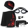 Mäns Swimming Set Swim Trunks Glasses Cap Carry Bag Plus Size Badkläder Män Baddräkt Baddräkt Beach Boxer Shorts 2021 Nyaste