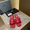 With Box Women Sandal Designer Slides Brushed Leather Pumps Summer 2021 Screen-printed High Heels Flat Flip Flops Classic Shoes