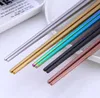 Glossy Titanium Plated Chopsticks Anti Scalding High-grade 304 Stainless Steel Titaniums Rainbow Golden Black Square-Chopsticks SN3046