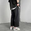 HybSkr Men's Black White Straight Pants Fashion Woman Casual Wide Leg Classic Vintage Trousers Male 210715