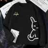 Höst vinter retro hajuku o nacke kvinnor pullover sweatshirt hoodies ärr kanin tryck koreanska stil hip hop lösa älskare toppar 211206