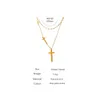 YHPUP Cross Layered Hängsmycke Halsband CHARM 18 K Metallguld Rostfritt stål Krage Neckalce Chain Smycken Anniversary Gift