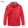 Children red shirts Casual Solid color 100% Cotton Good quality Satin Boys kids clothing 210713