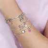 100% 925 Sterling Silver Charm Bracelets Sleek Bangle Collocate New Micro Dangle Charms Fashion Women Wedding Engagement Jewelry Accessories For Gift