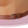 Tan och Pink Wid Brim Jazz Fedora Hats 2 Two Tone Belt Autumn Winter Vintage Panama Wedding Hat Stingy2092127