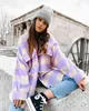 Moda Oversize Wool Płaszcz Kobiety Pladi Kurtki Vintage Kurtka z długim rękawem i damska Koreańska Odzieży Wierzchniej Streetwear 210521
