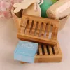 Square Solid Bamboo Soap Box Domowe przechowy
